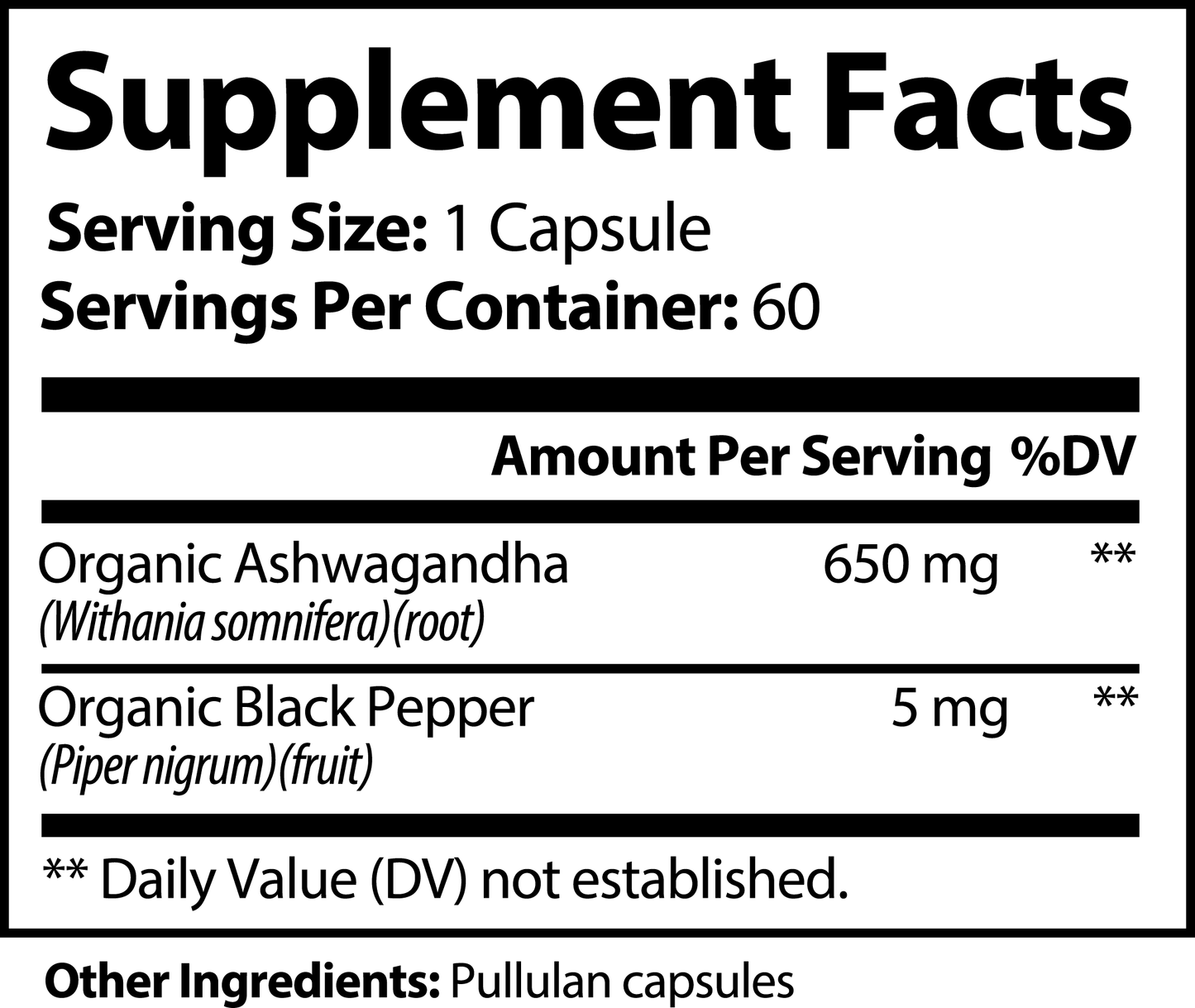 Organic Ashwagandha (Black Pepper)